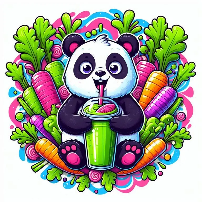 Panda mit frischem Smoothie